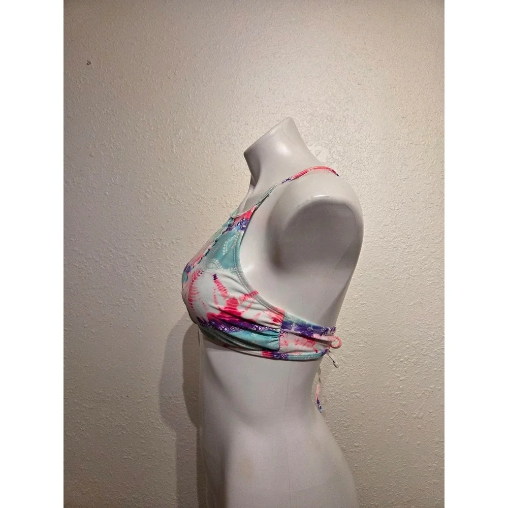 Collections by Catalina Women Tie Dye High Neck Bikini Top Blue Pink Medium 7-9
